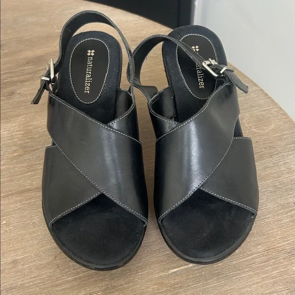 Naturalizer Leather Wedge Sandals Open Toe Slingback Women’s Size 7.5 - Picture 3 of 13